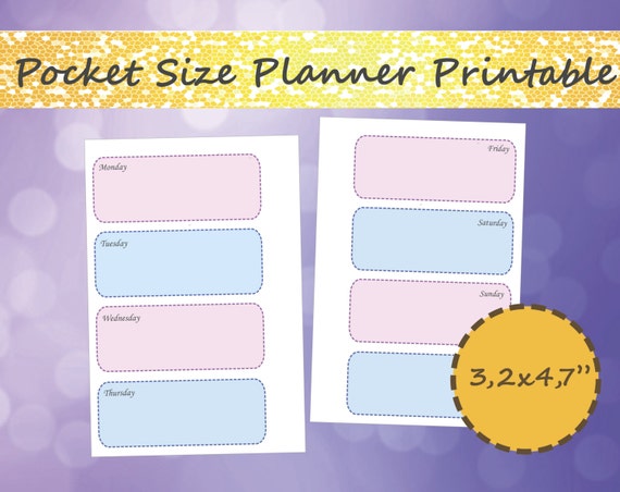 Pocket Size Planner Printable Filofax Pocket Size Week On 2