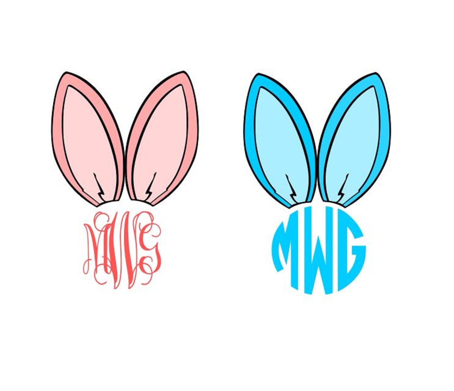 Download Easter Bunny Ears Monogram Frame instant by Vinyldecalsworld