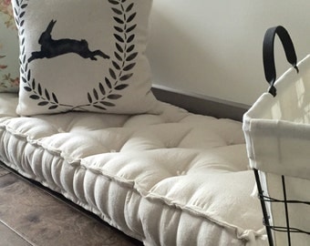 Farmhouse Floor Cushion - Bench Cushion - Window Seat - Custom Sizes - Tufted Cushion - French Mattress