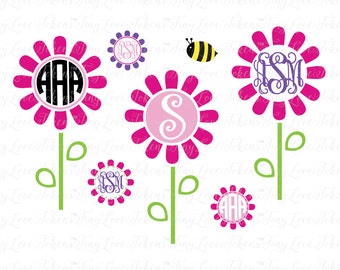 Spring Flower Monogram SVG Design for Silhouette and other craft cutters (.svg/.dxf/.eps/.pdf)
