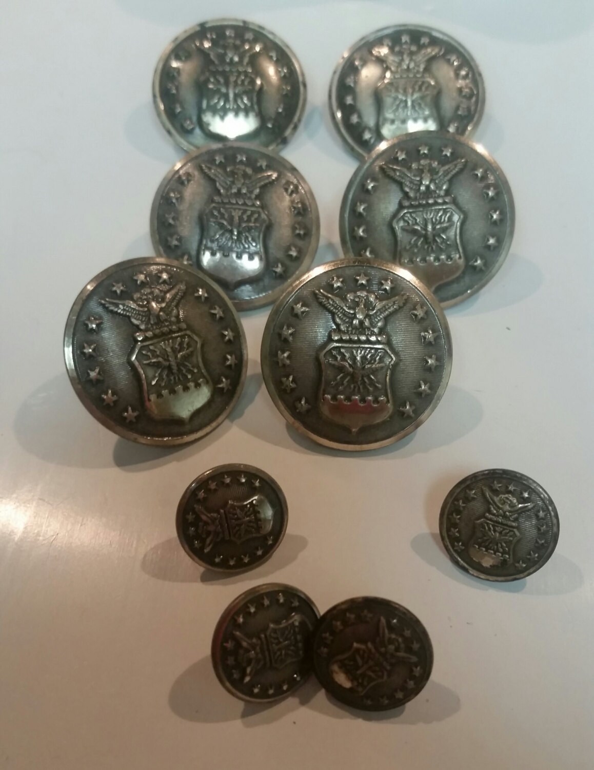 13 Star U.S. Air Force Buttons Silver Tone Vintage Buttons