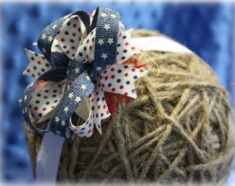 Red White and Cute Fourth of July Headband Bow