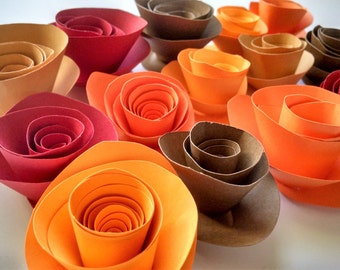 DIY Fall Decor - Bright Fall Colored Paper Flowers