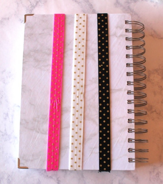 Elastic Gold Polkadot Planner Bands. 3 colors by ShopMandyJeanChic