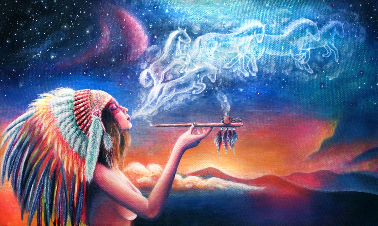 Original acrylic painting on canvas unique artwork native