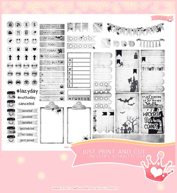 Halloween Ghost | Printable Planner Stickers | Happy Planner | Instant Digital Download with Silhouette file