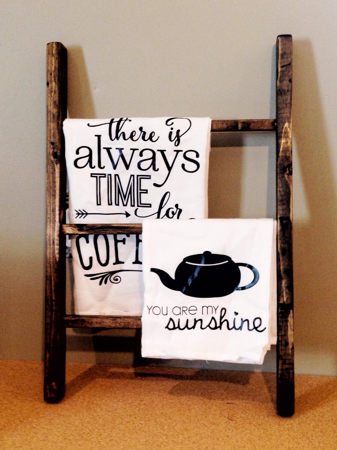 Kitchen Tea Towel Ladder 3 rung Wood Rustic by TheMiteredJoint