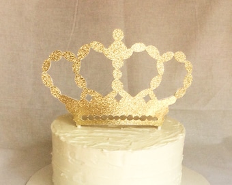 Prince-little-Baby shower-it's a boy-prince-princess-it's a girl-birthday-baptism-gold crown-cake topper 3-5 business days before is shipped
