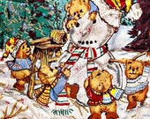 50% OFF SALE 40 Percent Off Vintage Christmas Teddy Bears Building Snowmen Sweater Jumper Medium