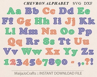 Chevron font SVG file DXF, Digital font Chevron Alphabet Silhouette Cameo Cricut font Cricut designs Cricut files downloads Monogram Font