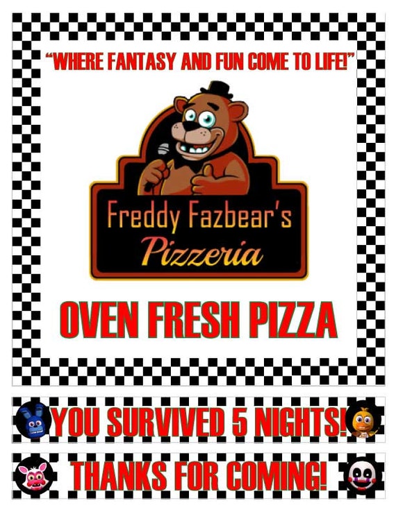 Five Nights at Freddy's Printable 8 Pizza Box by MyPartyHelpers