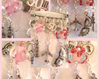 BDSM Jewellery-Charm -50 Shades of Grey inspired,kinky ladies gift,handcuffs,mask,padlock,key,trust,glass beads,submissive jewellery,pretty