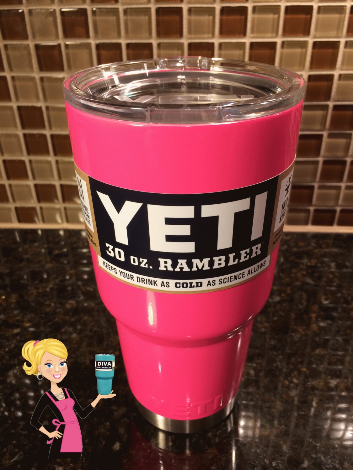 Custom YETI 30 oz Rambler Hot Pink / Powder Coated