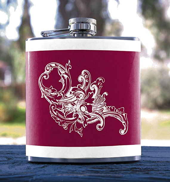 FLOWER DESIGN 6 Oz Hip Flask Cool Drinking Flask by PoshMind