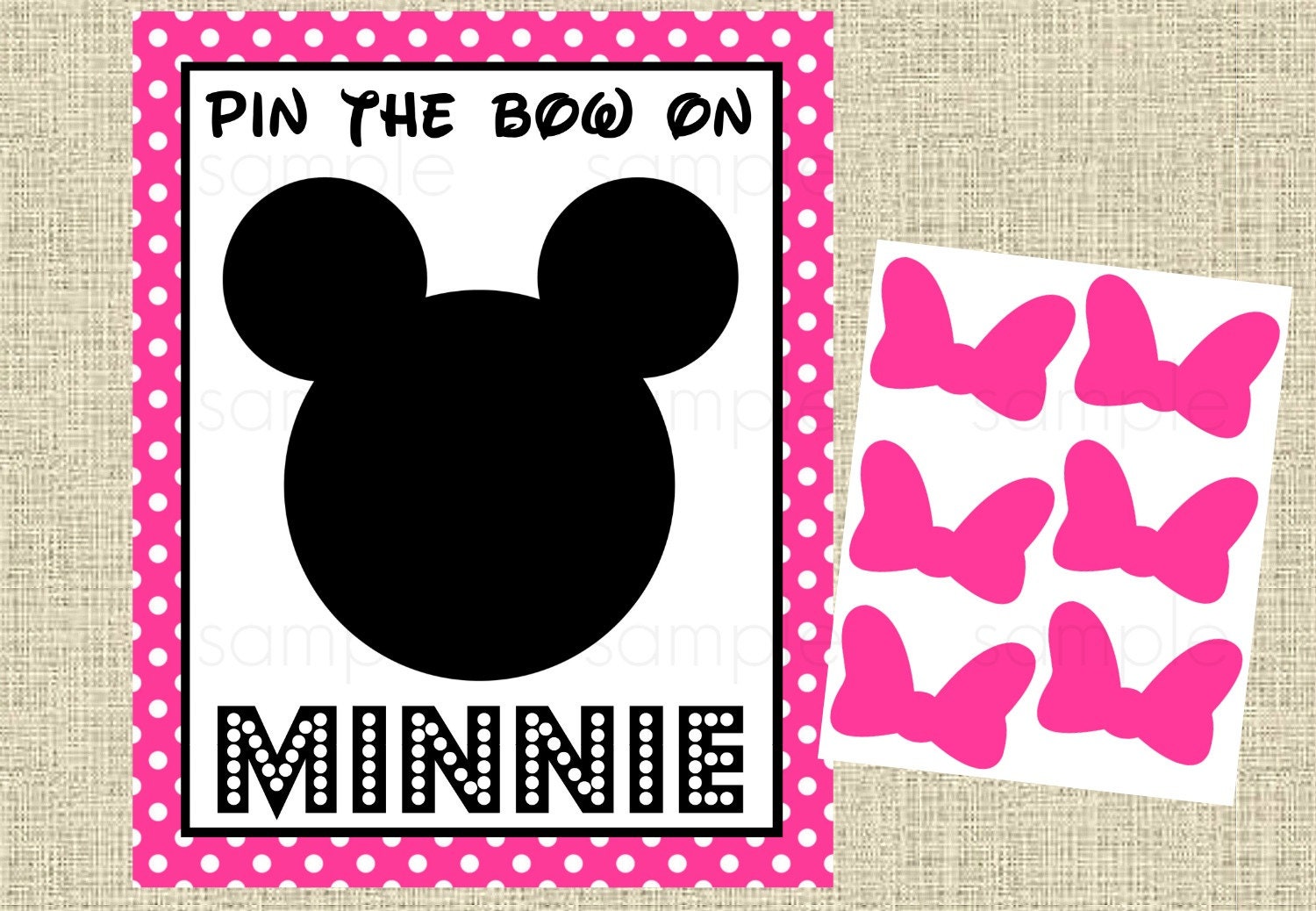 INSTANT DOWNLOAD Pin the Bow on Minnie Mouse birthday party