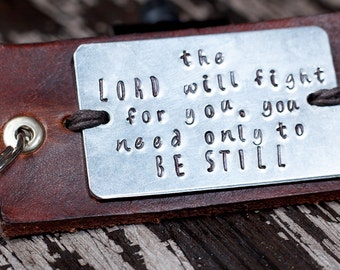 Leather Keychain Personalized, Leather Key Fob, Hand-stamped Key Ring, Gift Under 25, Favorite Quote Keychain, Gift for her, Gift for him
