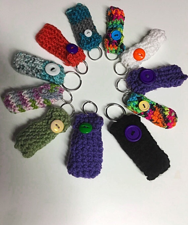 Crochet chap stick holders crochet keychains keychain