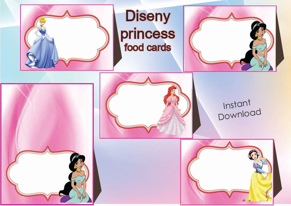 Disney Princess Food Labels Food Tents Cards By Alisprint On Etsy