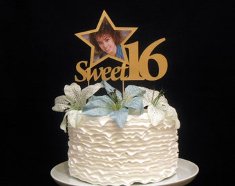 Sweet 16 Cake Topper, Sweet Sixteen Topper, Sweet 16 Cake, Sweet 16 Birthday Cake, Photo Birthday Cake Topper, Custom Sweet 16 Topper