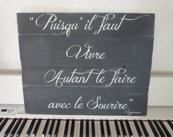Panneau en bois avec paroles / citation ou texte personnalisable .