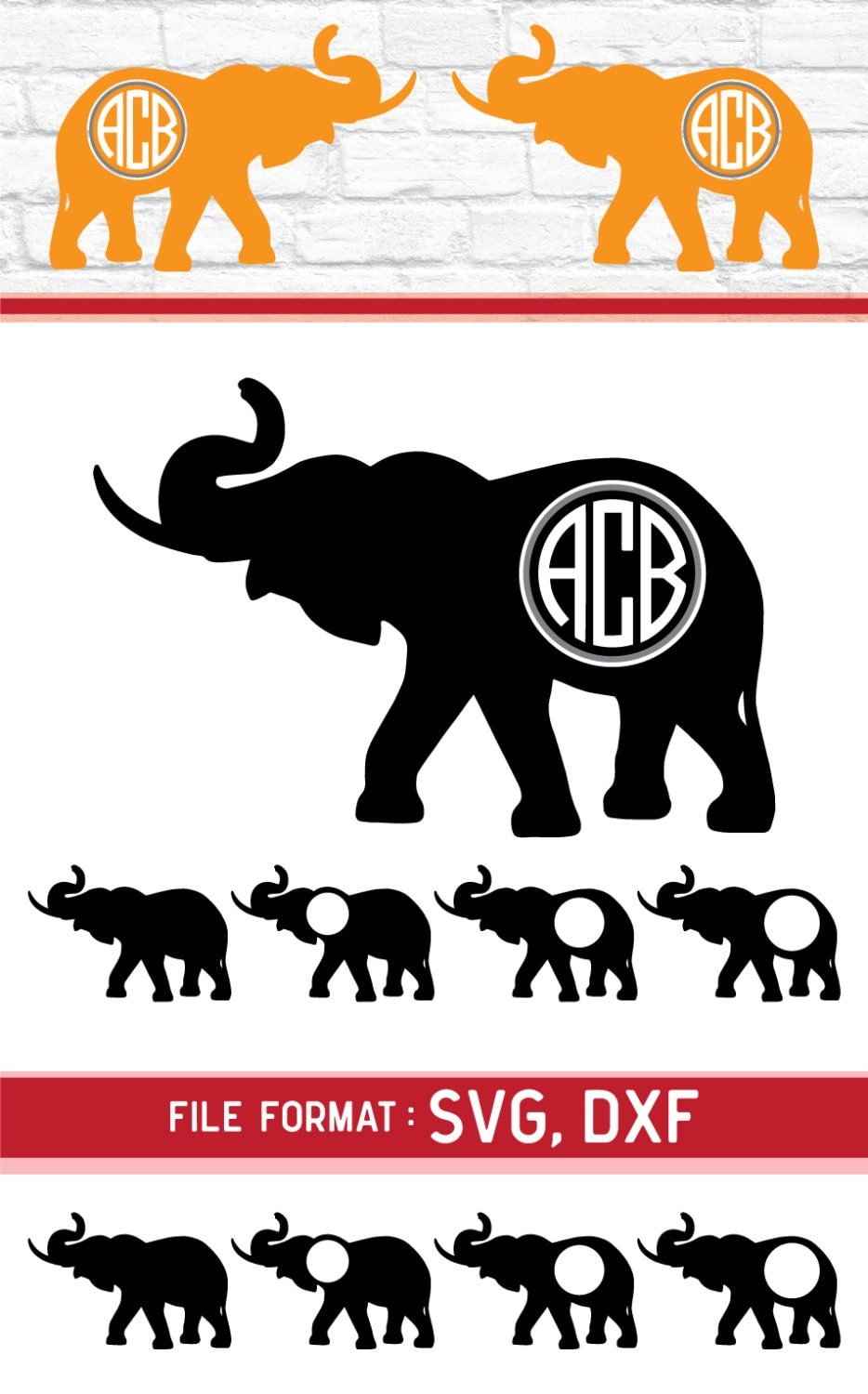 Download Elephant SVG Cut Files Elephant Monogram SVG Files Elephant