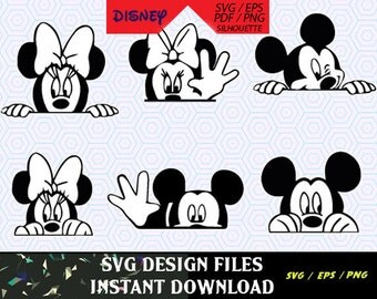 Mickey and Minnie Disney Car Decal SVG files, T Shirt Design for Silhouette Cameo Cut Files, Svg Cutting Files, Svg Font, Svg Cut Files