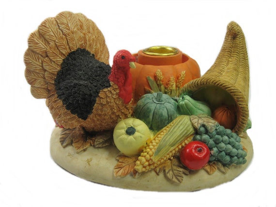 Vintage Thanksgiving Centerpiece : Thanksgiving candle holder turkey vintage