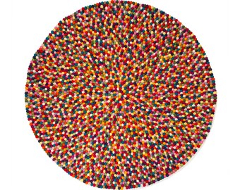Alisha: Round Pinocchio Felt Ball Rug Multi Color Round In All Sizes (Free Shipment)