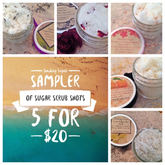 Items similar to 4oz Sugar Scrubs 5 Pack Sampler Set on Etsy