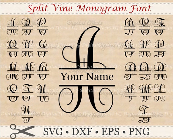 Download SPLIT VINE Monogram Svg Eps Png Dxf Files Split Monogram