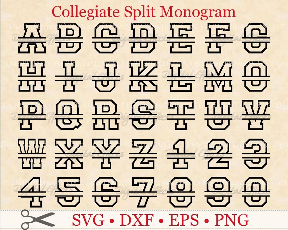 Download COLLEGIATE SPLIT MONOGRAM Svg Dxf Eps Png Files Collegiate