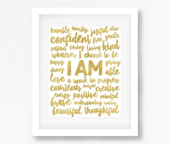 Positive Affirmations Positive Quotes I AM Affirmation Gold