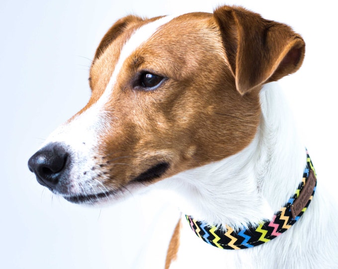 Aztec Dog Collar Colorful Black Dog Collar Custom Tribal Dog Collar Modern Preppy Dog Collar Girl Boy Dog Collar Cotton Handmade Dog Collar