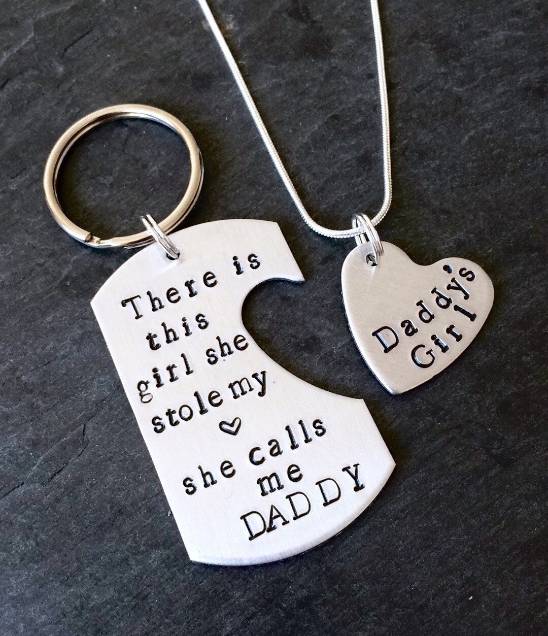 Daddy daughter set daddy's girl necklace daddy keyring