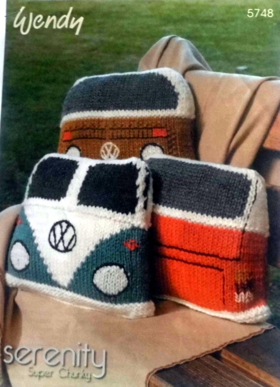 Split Window Volkswagen Camper Van Cushions Knitting Pattern