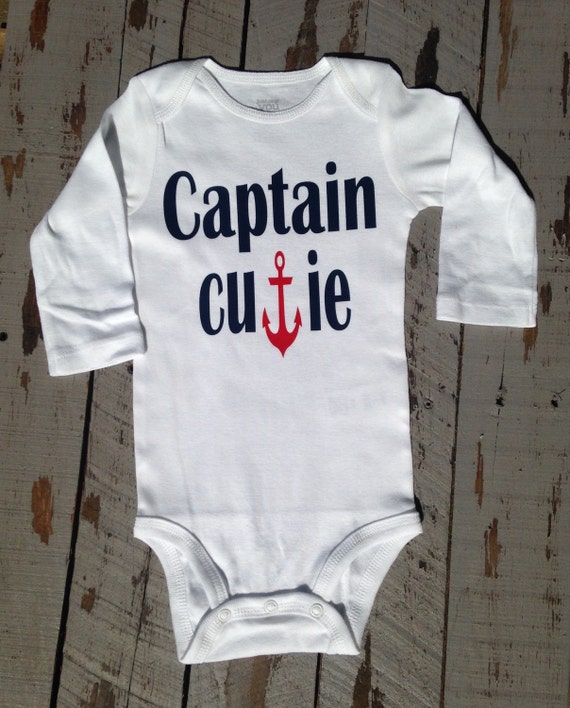 Baby Boy captain cutie Anchor bodysuit / Nautical baby / Baby