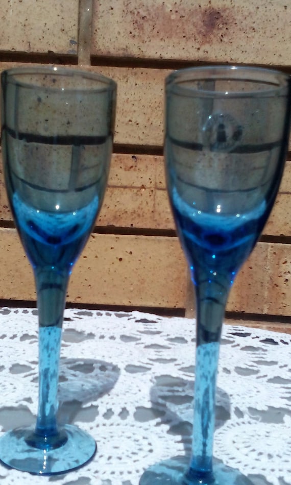 20 off Pair Hand Blown Long Stemmed Liqueur/Shot Glasses and