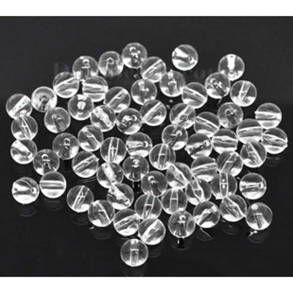 25 Clear Acrylic Round Spacer Beads 8mm