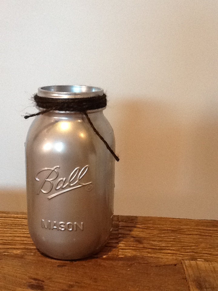 Mason Jar Vase 32oz Silver by BustaMurphys on Etsy
