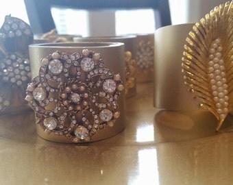 Custom Napkin Rings- Handmade with Broaches, Made to Order