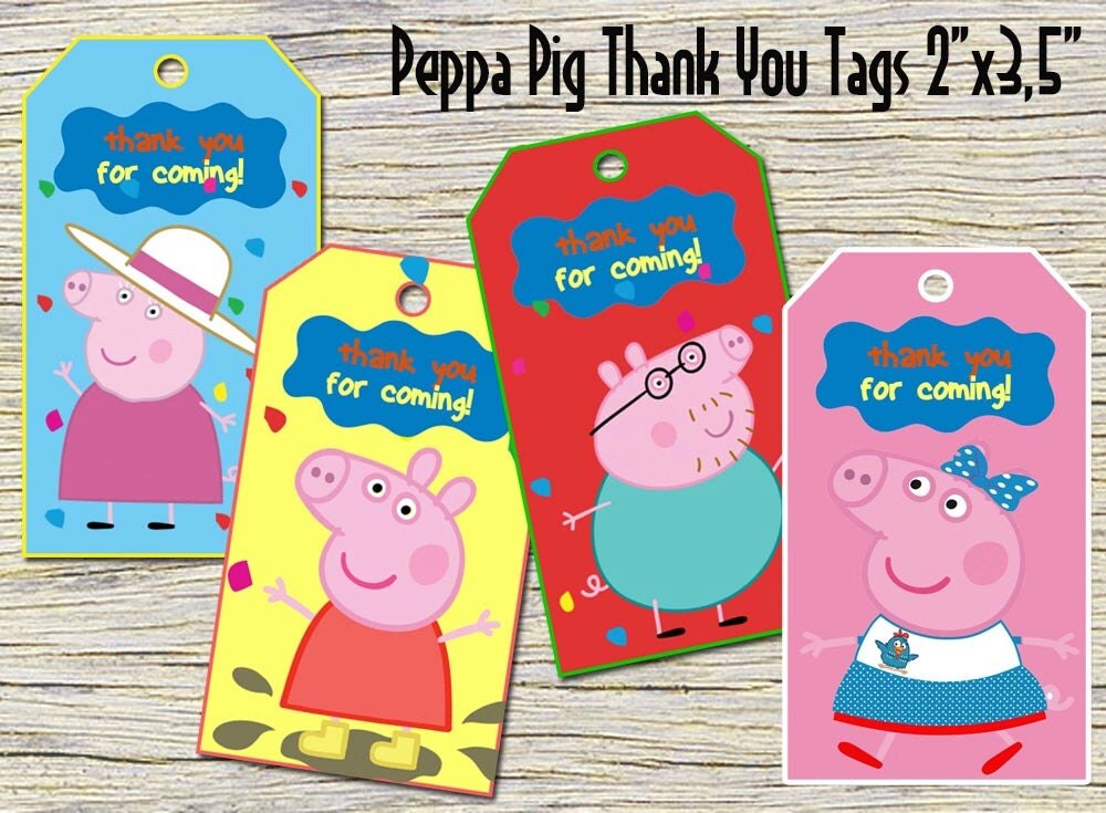 peppa pig birthday thank you tags peppa pig by rainbowprintables