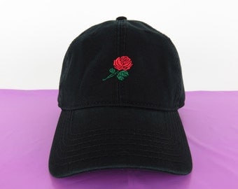 NEW Rose Baseball Hat Dad Hat Low Profile Black Casquette Embroidered Unisex Adjustable Strap Back Baseball Cap