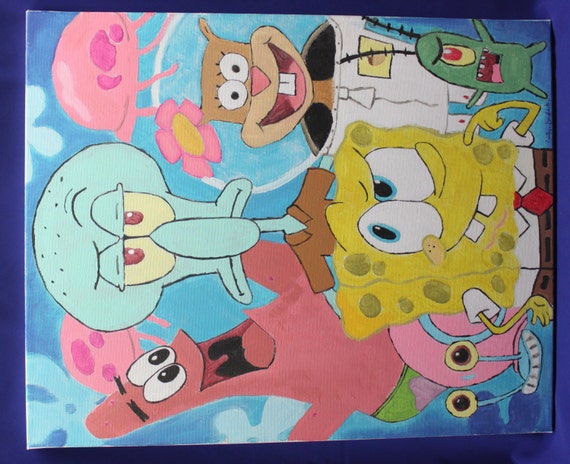 SpongeBob © & Friends Canvas Painting by PearlInTheOcean on Etsy