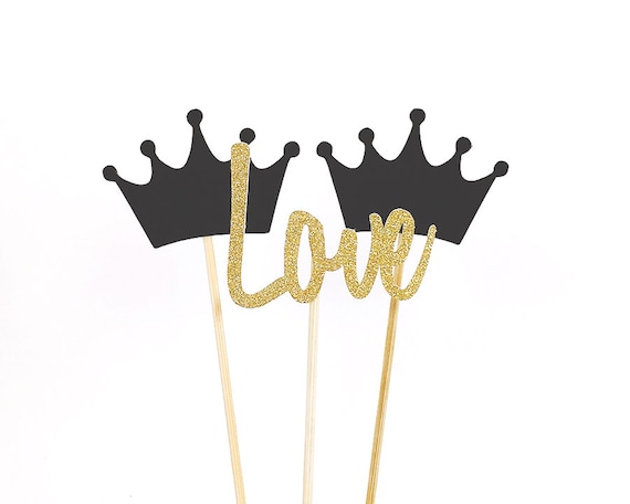 12 CROWN cupcake toppers glitter party decoration cake