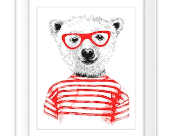 Bear with glasses | Etsy