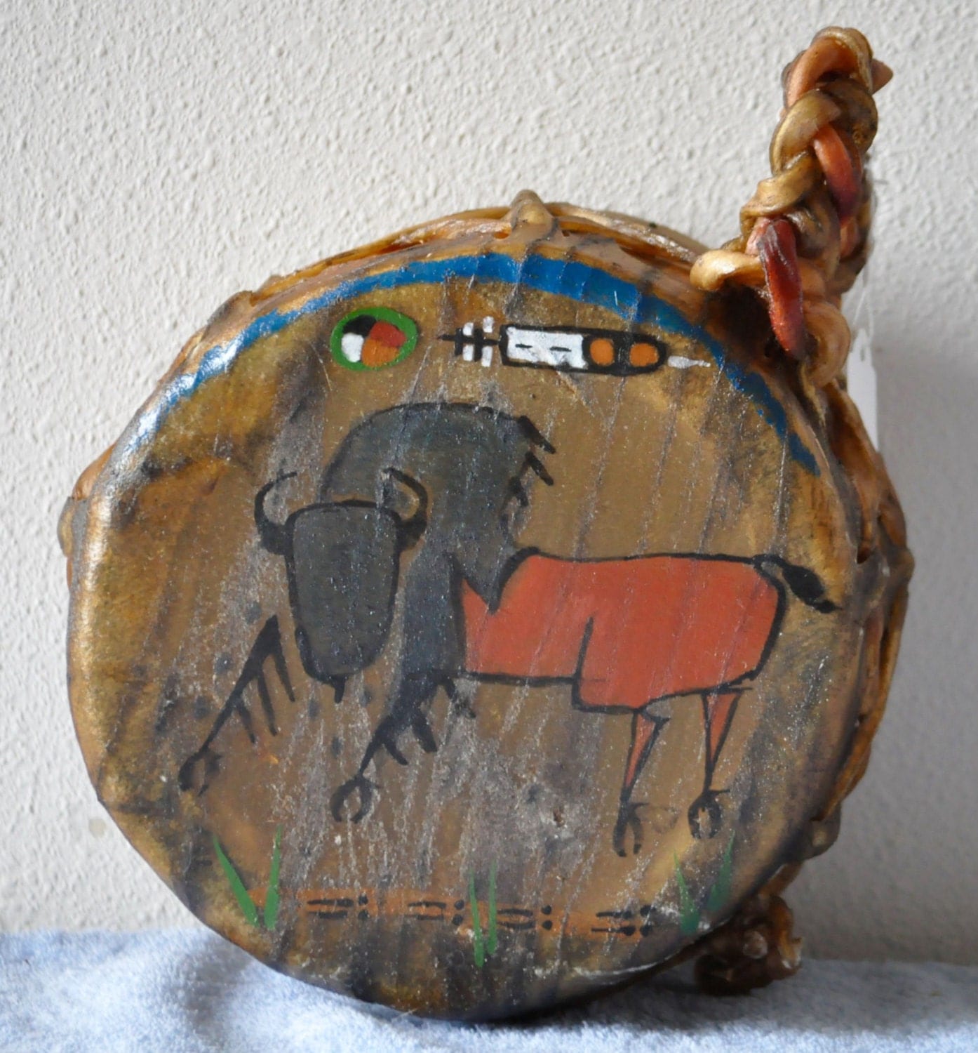 Tatanka/Native American Lakota Buffalo Hide Drum by Dakotadrum