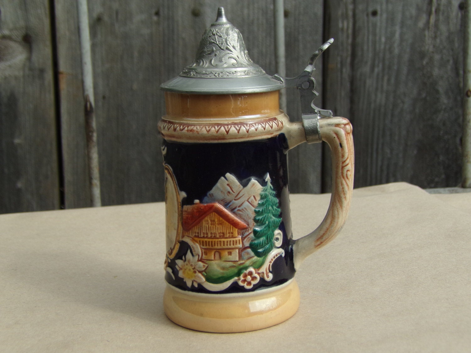Vintage Ceramic Beer Stein Small Hand Painted Made in Germany