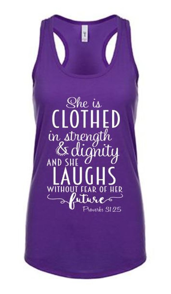 Religious T Shirt Christian Tank Top She is Clothed in