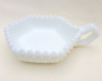 Lovely Vintage Milk Glass Dish with Handle