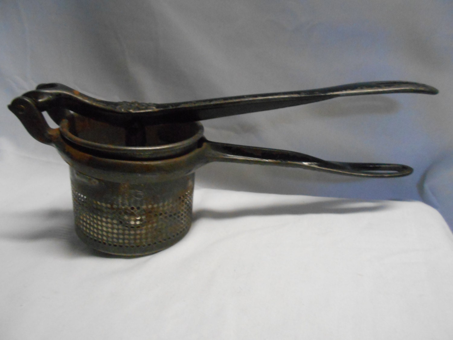 Antique Vintage Iron Potato Ricer Silver & Co Genuine Silver